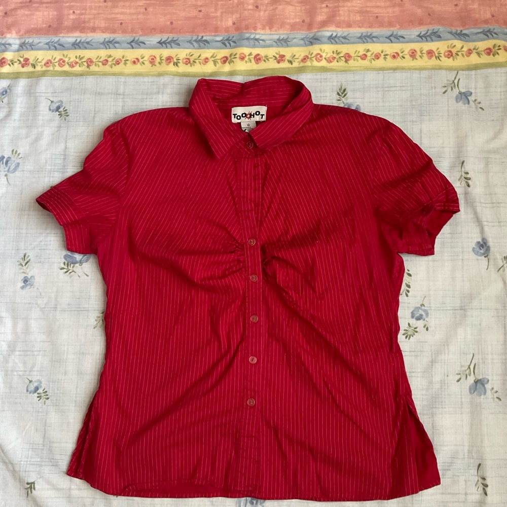🐥Too Hot Women's Red Button Up Shirt